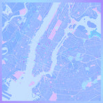 New York City Map Blue Twilight Square Scarf