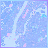 New York City Map Blue Twilight Square Scarf